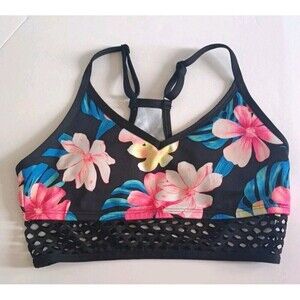 Victoria's Secret PINK Ultimate Sport Bra Size Small Floral Logo Print Wireless